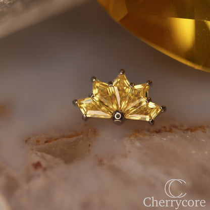 Kite Fan- Titanium-Citrine CZ- Threaded attachment