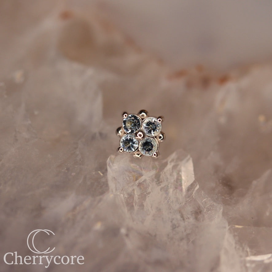 Tiny Reema- Genuine Aquamarine-  Threaded Attachment