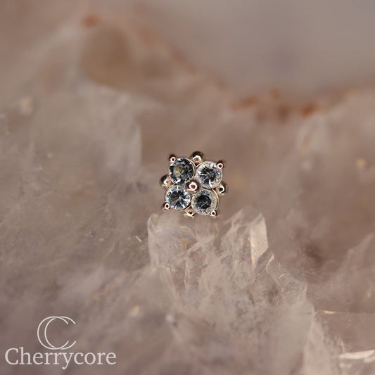 Tiny Reema- Genuine Aquamarine-  Threaded Attachment