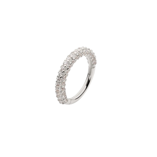 14k White Gold Pave CZ Hinge Ring