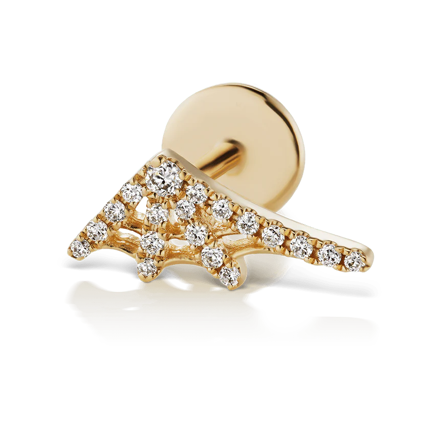 Diamond Web Threaded Stud Earring