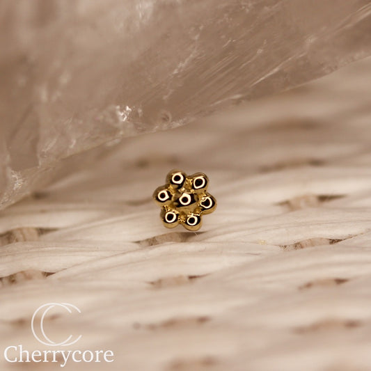 Gold Beaded Flower- Yellow Gold- Threadless Attachment