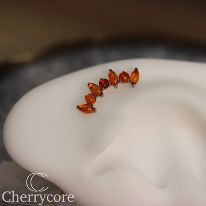 Natural Red Onyx  Marquise Arc- Threaded attachment