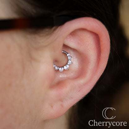 Prong Set Heart CZ-Titanium Hinge Ring