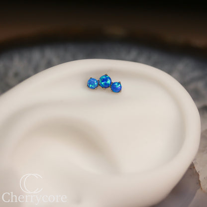 Prong Set Capri Blue Opal Mini Arc -  Titanium Threaded attachment