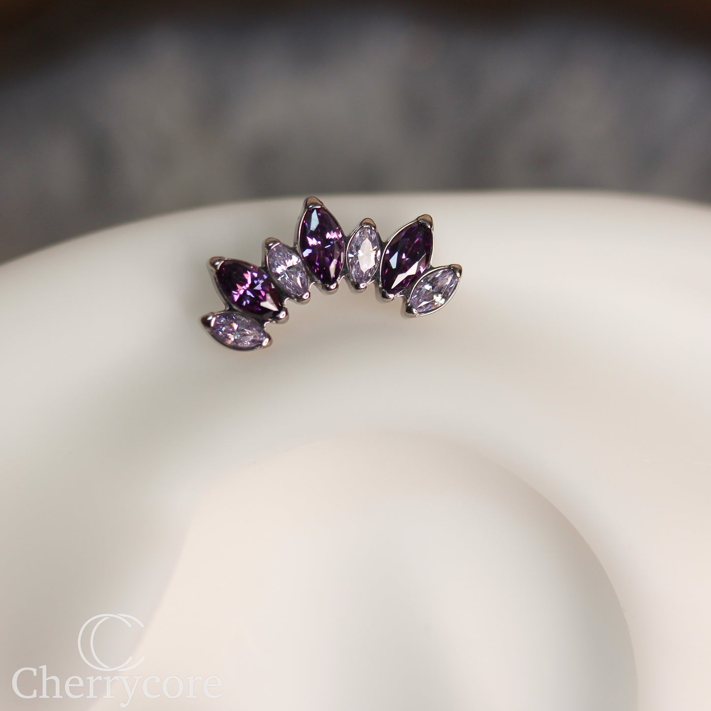 Alternating Marquise Amethyst & Lavender CZ Arc- Threaded attachment