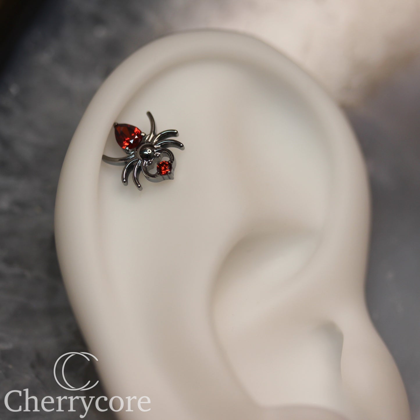 Spider- Garnet CZ- Threaded attachment