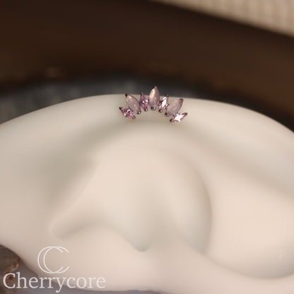 Natural Rose Quartz & Pink CZ Marquise Arc- Threaded attachment