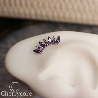 Alternating Marquise & Brilliant Cut Arc  - Amtheyts -CZ- Threaded attachment