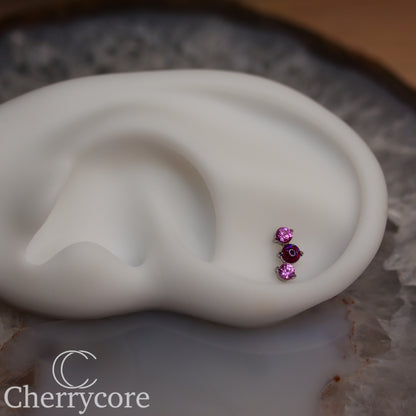 Prong Set Rose CZ & Purple Opal Mini Arc -  Titanium Threaded attachment