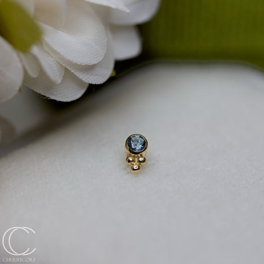 London Blue Topaz  Bezel Tribead Duo- Threadless Attachment