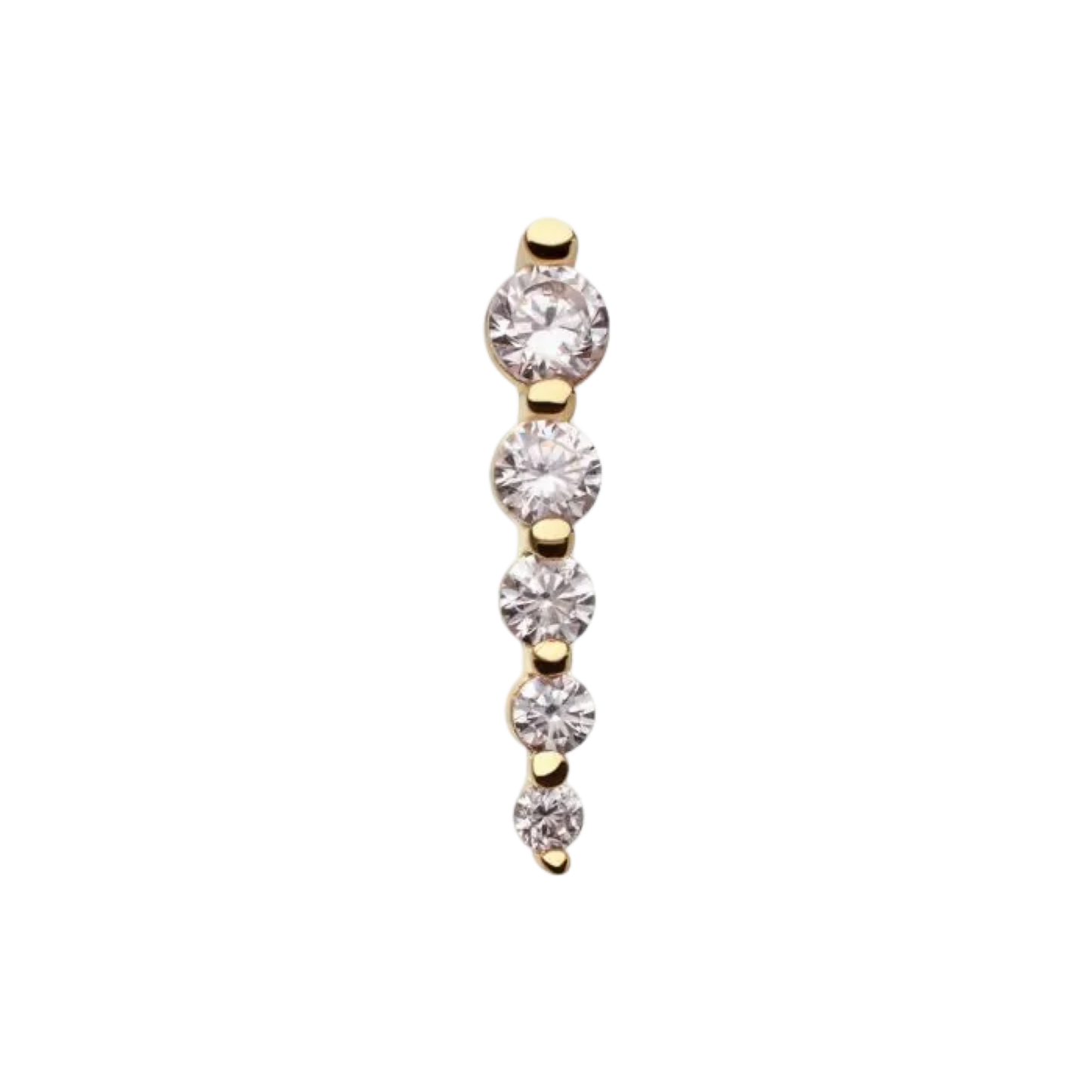 14kt Gold Prong Set In- Line cluster