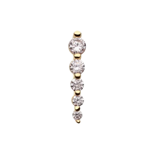 14kt Gold Prong Set In- Line cluster