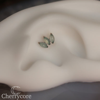 Mini Marquise Fan -Green Aventurine - Titanium Threaded Attachment