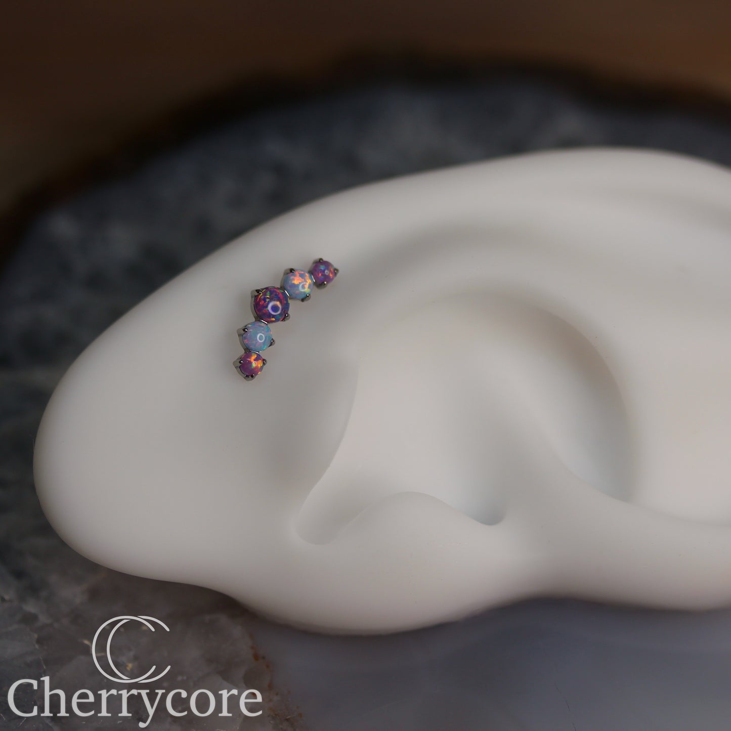 Prong Set Lilac & Lavender Opal Arc -  Titanium Threaded attachment