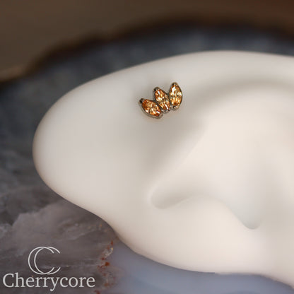 Mini Marquise Fan Champagne CZ - Titanium Threaded Attachment
