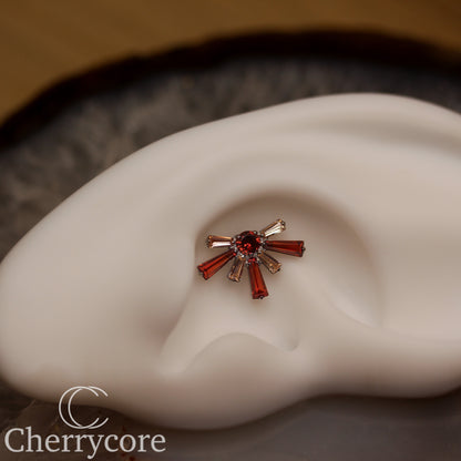 Super Nova- Garnet Cz  &  White CZ- Titanium Threaded attachment