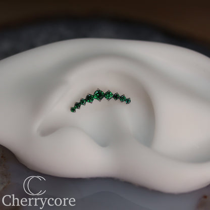 Prong Set Emerald CZ 9 Gem Arc- Threaded attachment