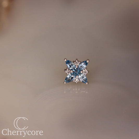Tiny Pleades - Genuine Aquamarine & Diamond -Threaded Attachment