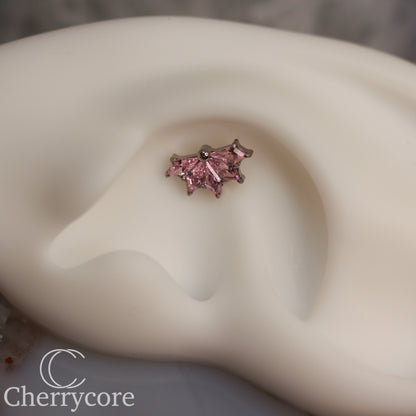 Kite Fan-Titanium-Pink CZ- Threaded attachment