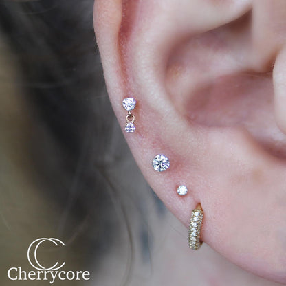 Invisible Set Diamond Dangle Threaded Stud