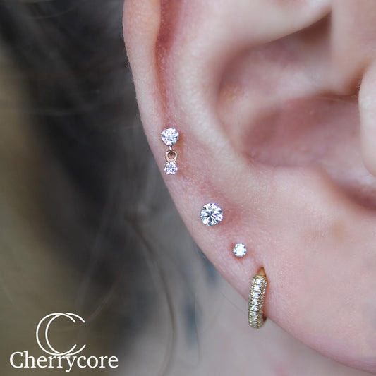Invisible Set Diamond Dangle Threaded Stud