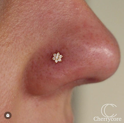 Diamond Flower Threaded Stud