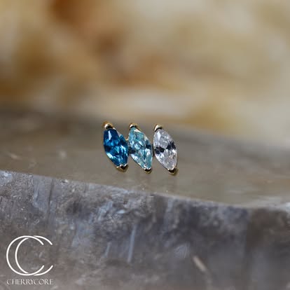 14k Triple Marquise Cluster Threadless Attachment