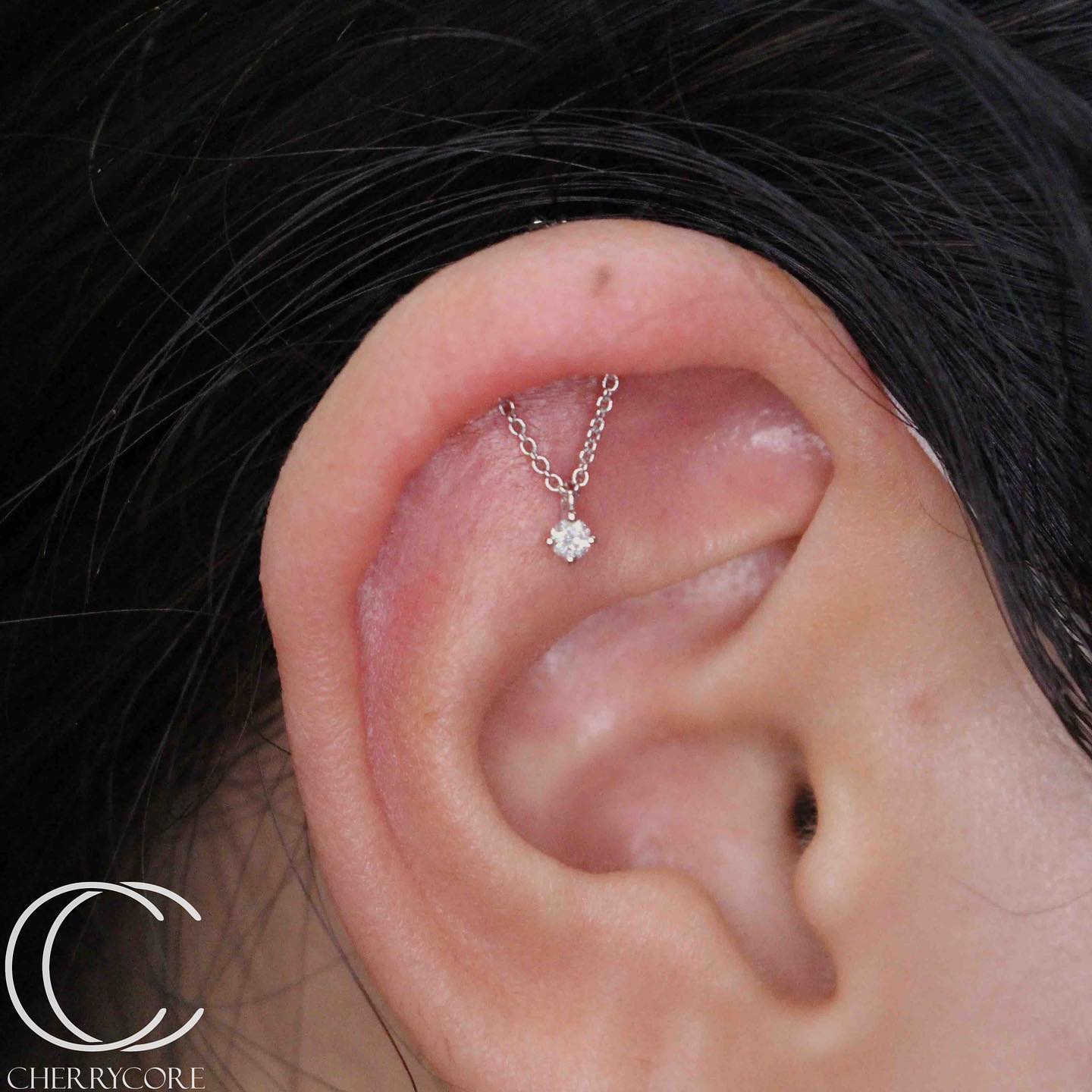 Prong Set Diamond Drape Threaded Stud Earring