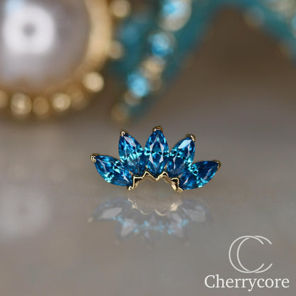 14k 5 gem Marquise Fan- Threadless Attachment