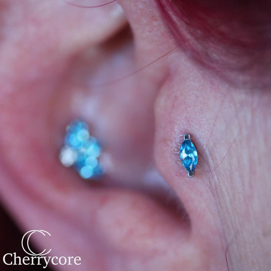 Titanium Prong set Marquise Gem Threadless end