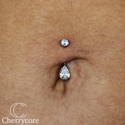 Titanium Prong Set Pear Gem Navel Curve