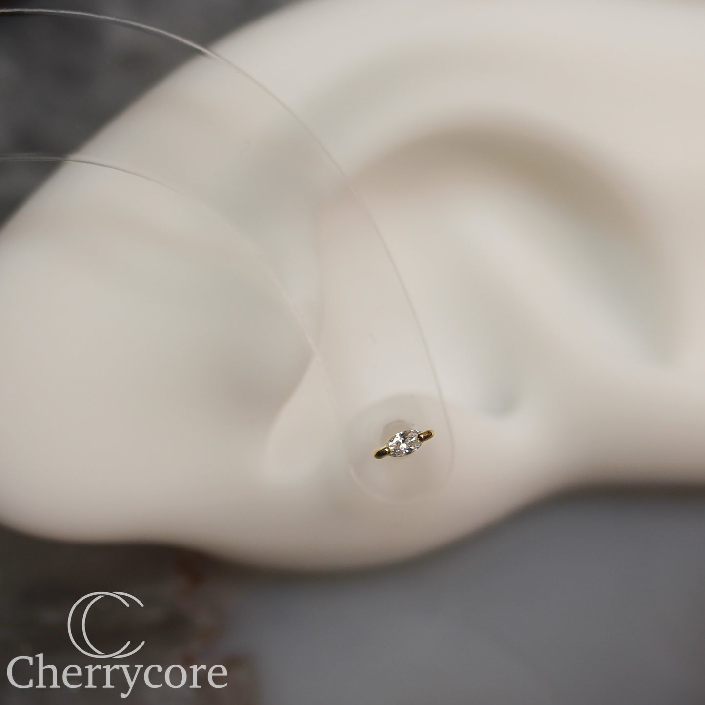 14k Lab Diamond Marquise -Threadless Attachment