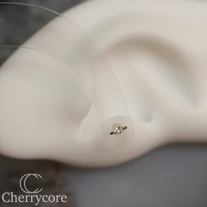 14k Lab Diamond Marquise -Threadless Attachment