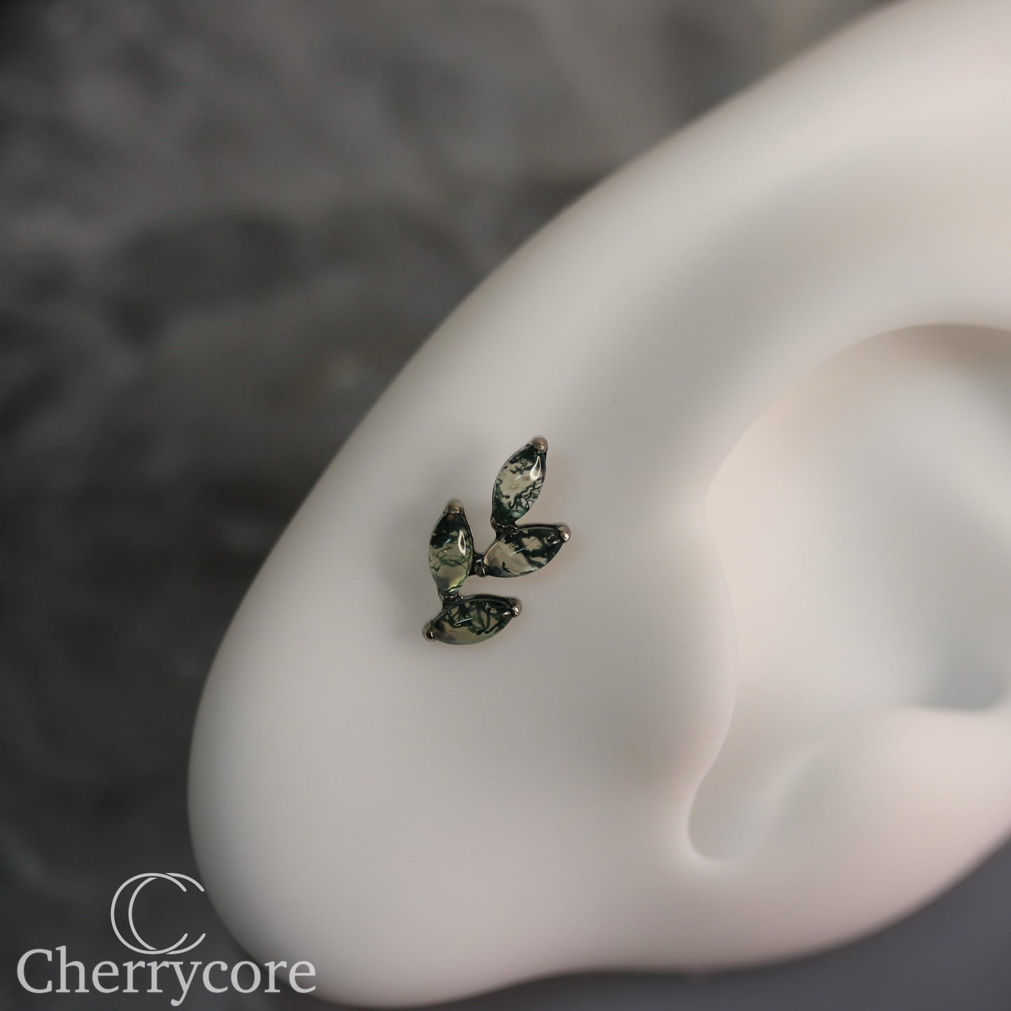 Autumn -Genuine Moss Agate- Titanium Threaded Attachment