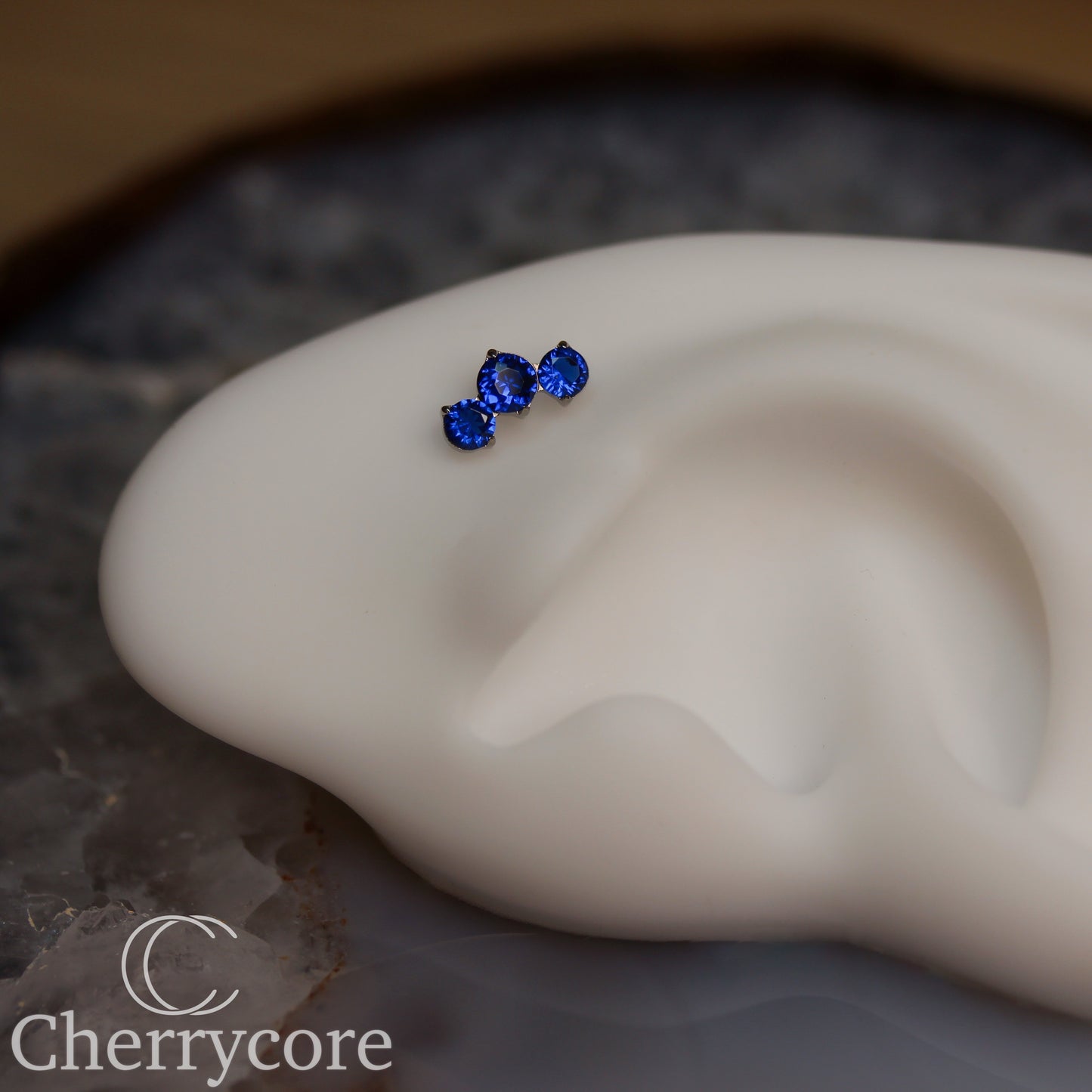 Prong Set Sapphire Cz Mini Arc -  Titanium Threaded attachment