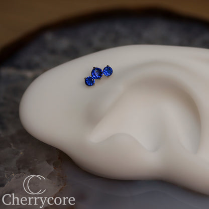 Prong Set Sapphire Cz Mini Arc -  Titanium Threaded attachment