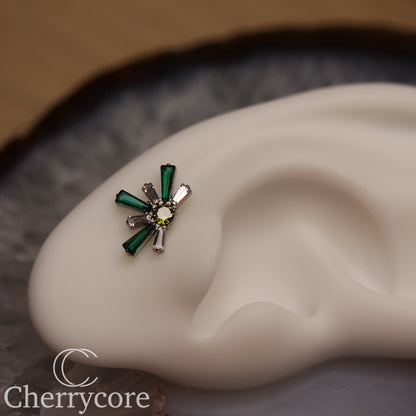 Super Nova- Emerald  & Citrine CZ- Titanium Threaded attachment