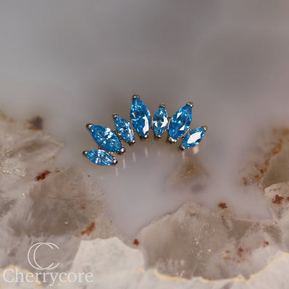 Alternating Marquise Arc -Aqua CZ- Threaded attachment