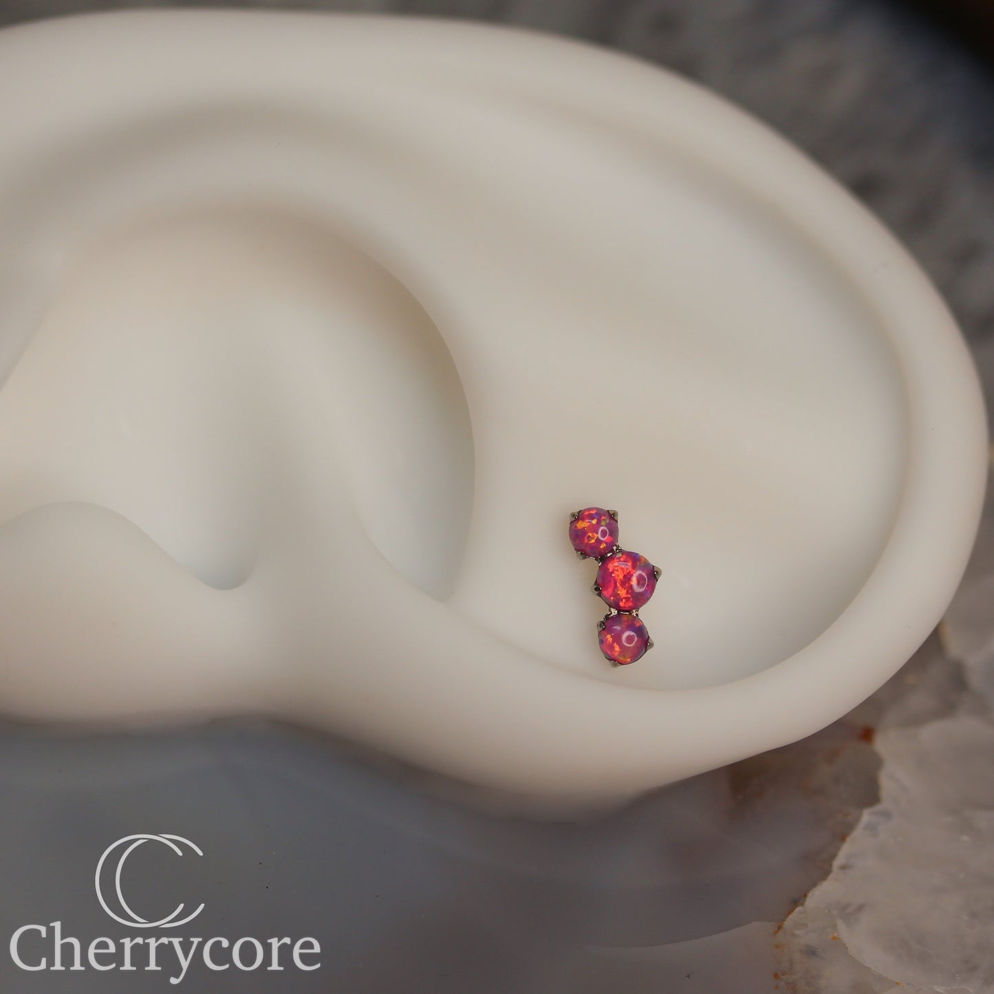 Prong Set Bubblegum Opal Mini Arc -  Titanium Threaded attachment