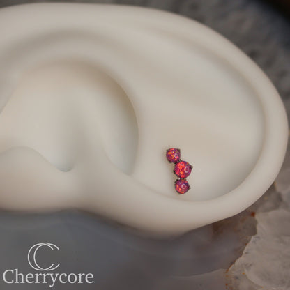 Prong Set Bubblegum Opal Mini Arc -  Titanium Threaded attachment