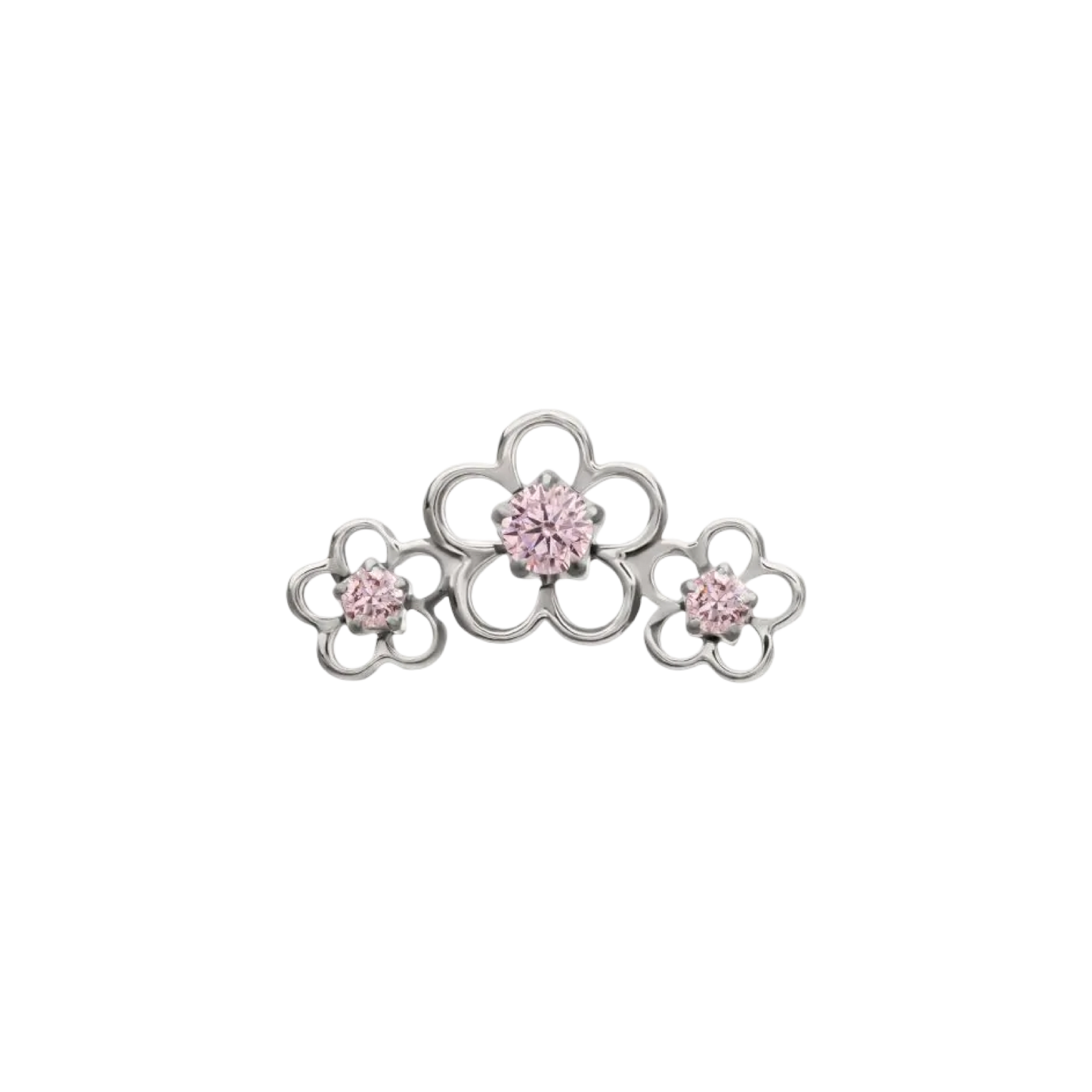Blossom- Pink CZ-  Titanium- Threadless Attachment
