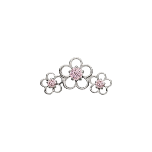Blossom- Pink CZ-  Titanium- Threadless Attachment