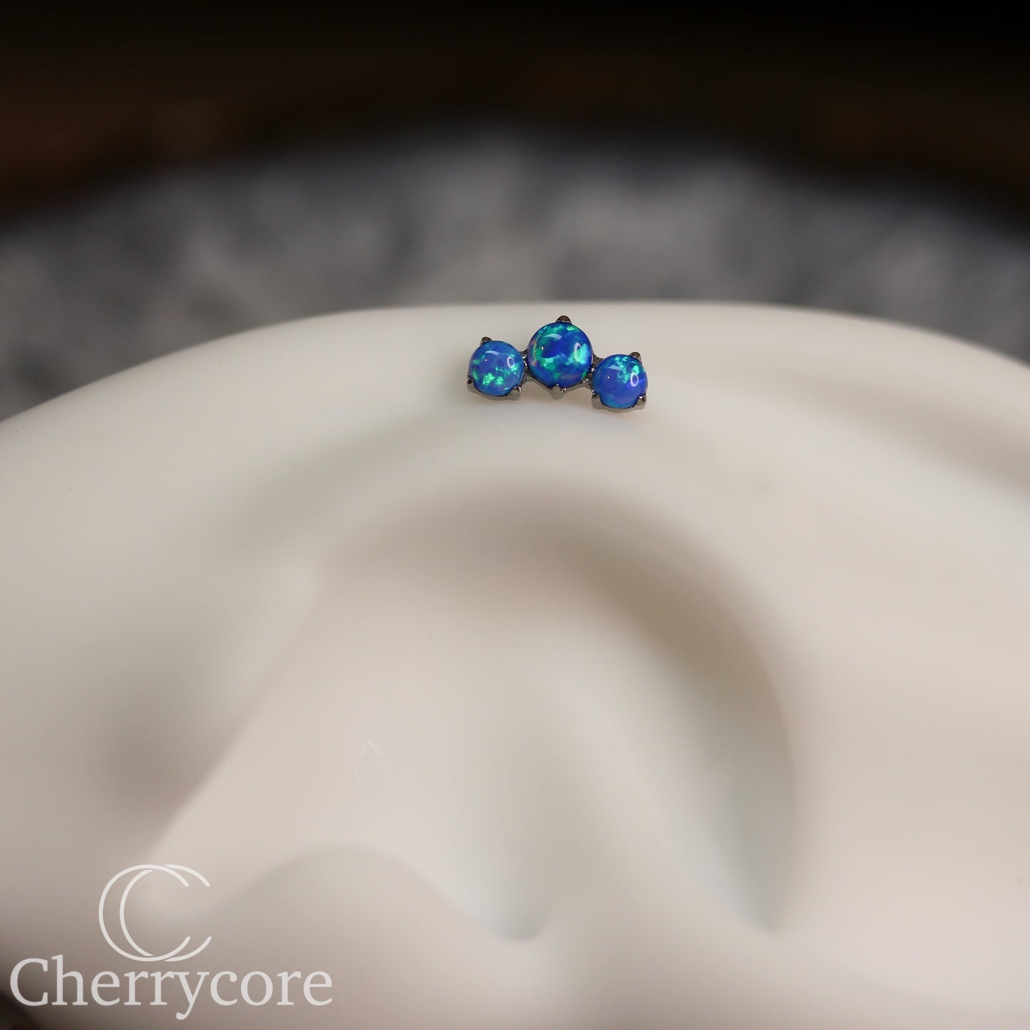 Prong Set Capri Blue Opal Mini Arc -  Titanium Threaded attachment