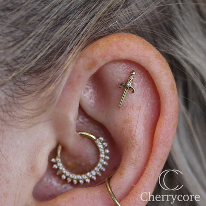 Dagger- 14k White Gold- Threadless Attachment