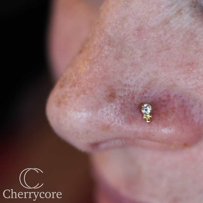 Lab Diamond Bezel Tribead Duo- 14k Yellow Gold- Threadless Attachment