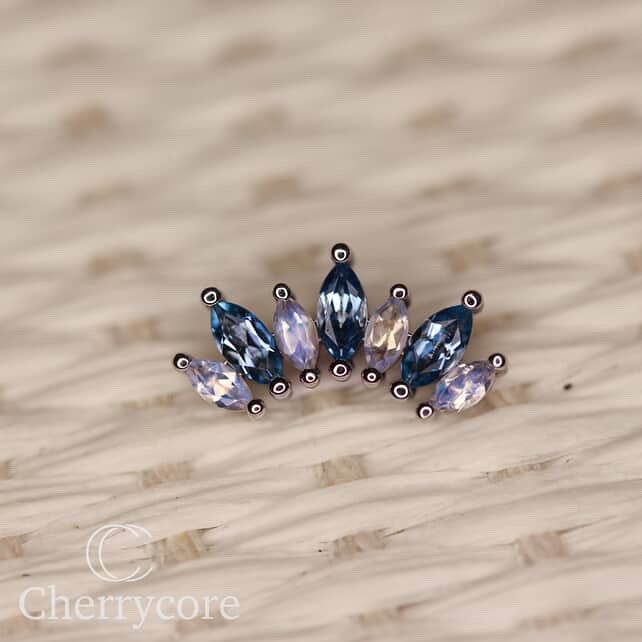 Athena -14k Gold- Genuine Aquamarine & Faceted Rainbow Moonstone- Threaded attachment