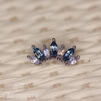 Athena -14k Gold- Genuine Aquamarine & Faceted Rainbow Moonstone- Threaded attachment