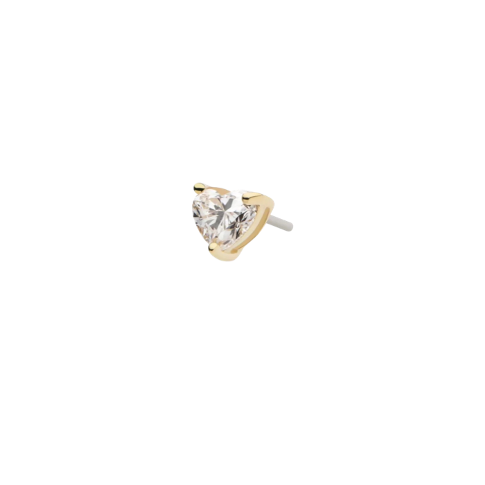 14k Prong Set Heart Gem Threadless Attachment