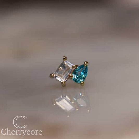 14k- Aurelle- Aqua CZ -Threadless attachment
